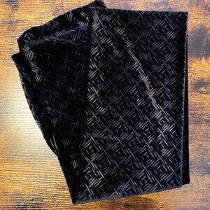 Black geometric art deco burnout velvet fabric scarf